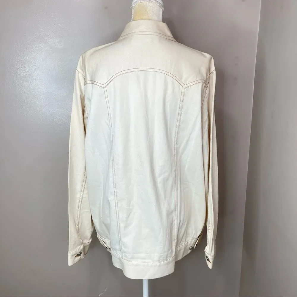 Dianes Beige Star Jeans Jacket Large NWT - Picture 3 of 15